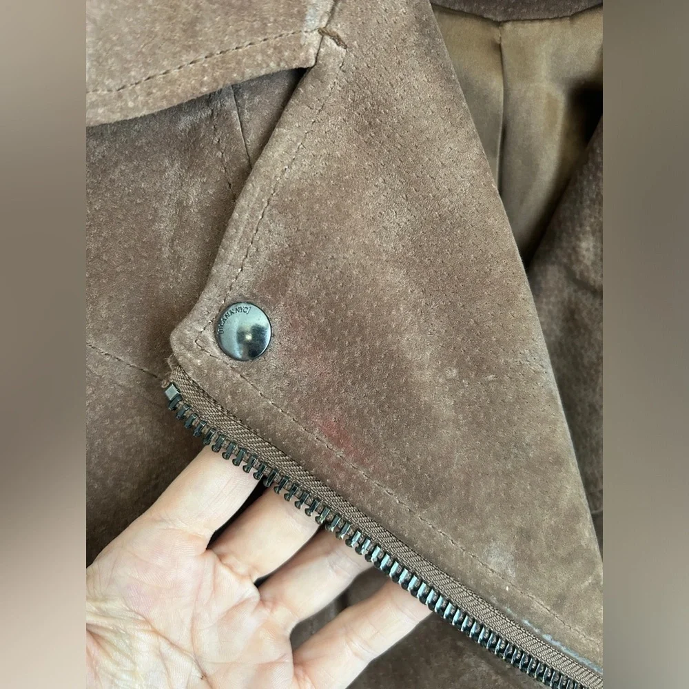 Taupe Suede Leather Moto Style Women's Jacket Size Small - Picture 2 of 7